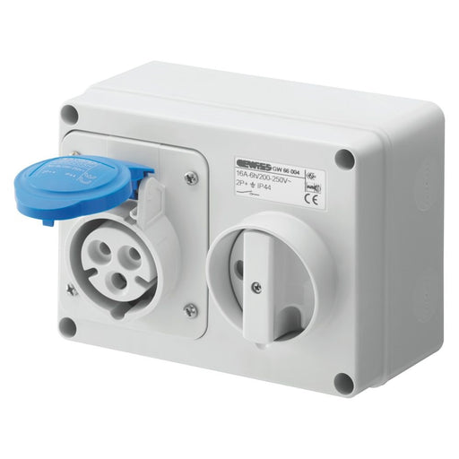 Gewiss Industrial Socked 16A 3Pin 230V IP44 | Interlocked Switched Socked