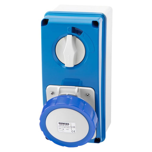 Gewiss Industrial Socket 16A 3Pin 230V IP67 | Interlocked Switched Socket 