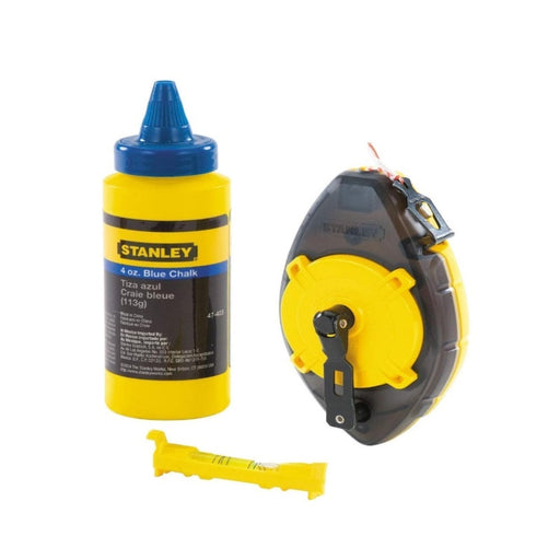 Stanley Powerwinder Chalk Line Reel with Blue Chalk and Level 30m  0 47 465