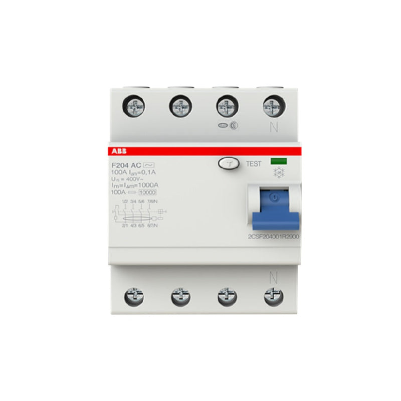 ELCB/RCCB ABB 100A 4-Pole 100mA (F204 AC 100 / 0.1)