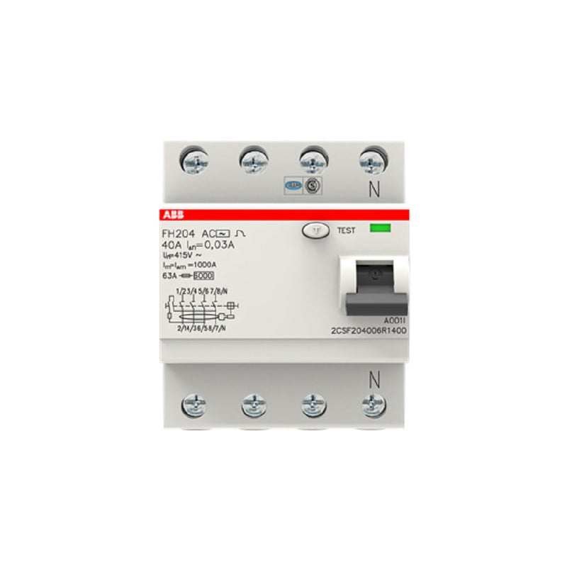 ELCB/RCCB ABB 40A 4-Pole 30mA (FH204 AC 40 / 0.03)
