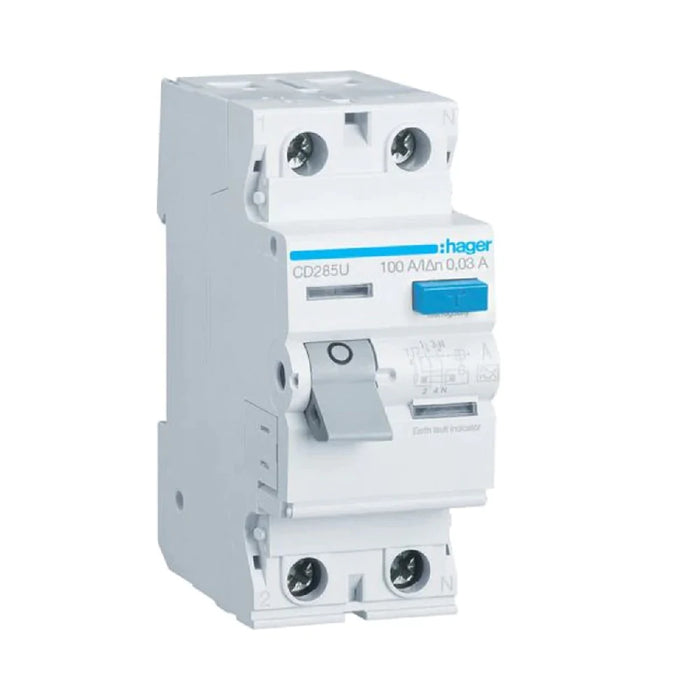 ELCB / RCCB Hager 2-Pole 100A 30mA - CD285Z — Bulls Hardware LLC