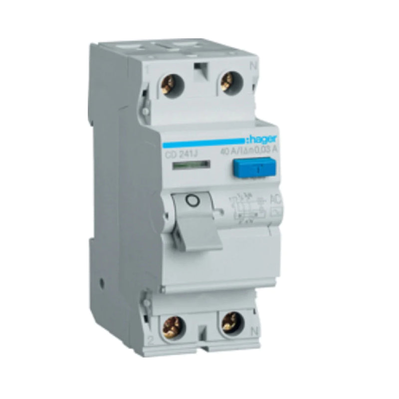 ELCB / RCCB Hager 2-Pole 40A 30mA (CDC241J)