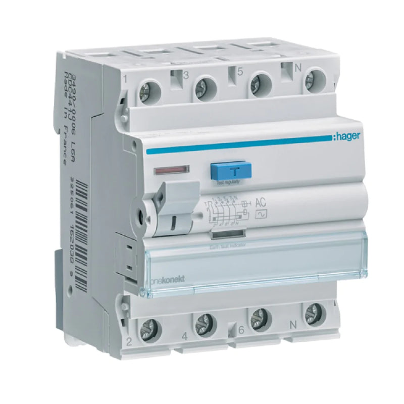 ELCB / RCCB Hager 4-Pole 40A 100mA (CEC441J)