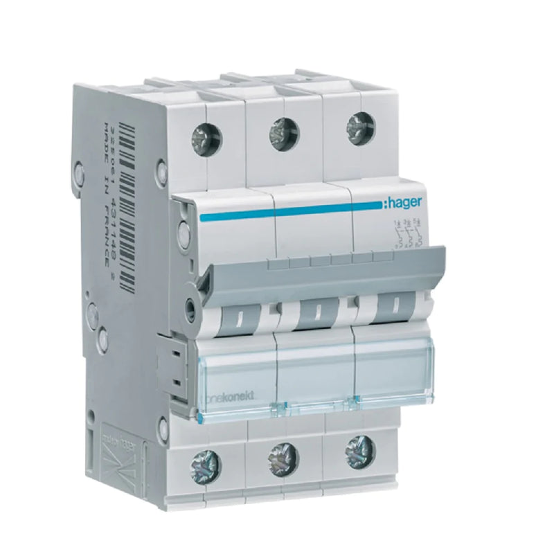 MCB Circuit Breaker Hager MCN363 6kA 3Pole - 63A